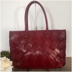 Wilsons Leather Red Woven Leather Shoulder Bag